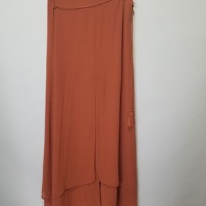 Lulu's Breeze Away Rust Orange Midi Skirt Size L